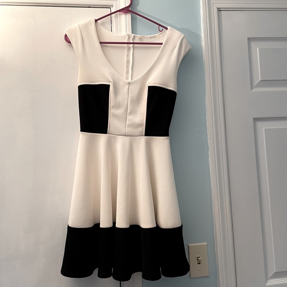 Guess Black & White Colorblock Dress